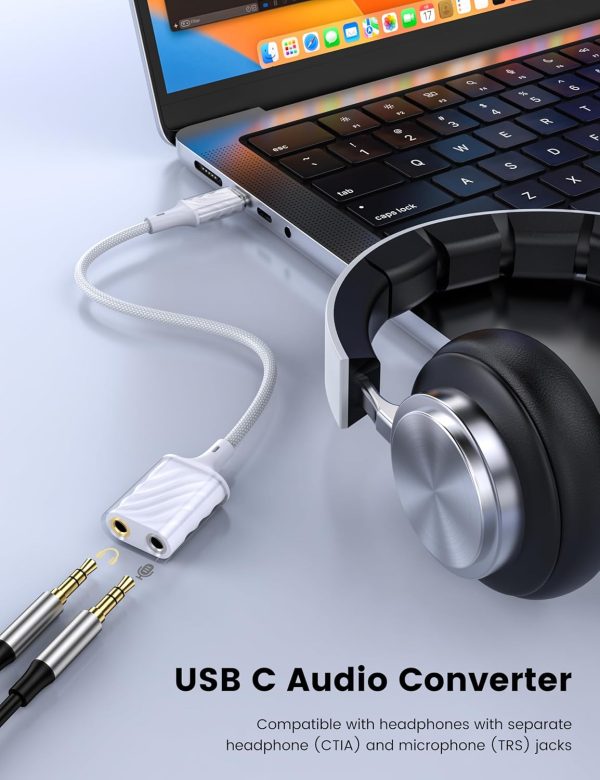 USB‑C Sound Card MOSWAG Dual 3.5mm Nylon Splitter-2