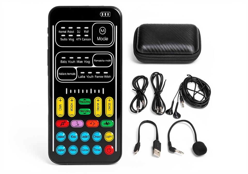 Handheld voice changer being used with a smartphone
