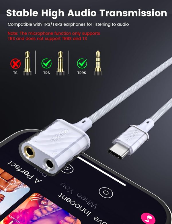 USB‑C Sound Card MOSWAG Dual 3.5mm Nylon Splitter-3